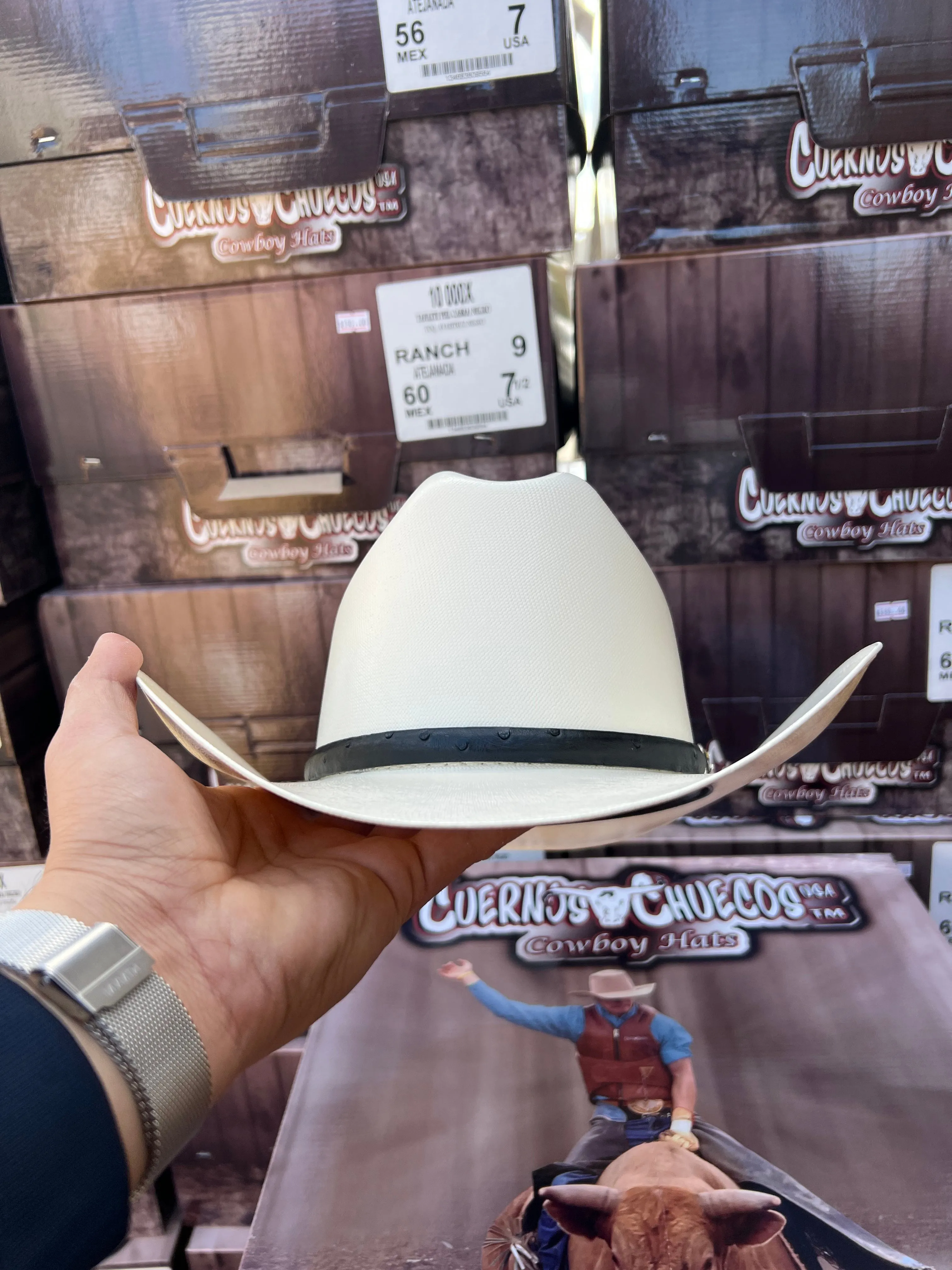 10,000x falda/brim 3.5" Avestruz Negro Sinaloa Style Hat (Exclusive)