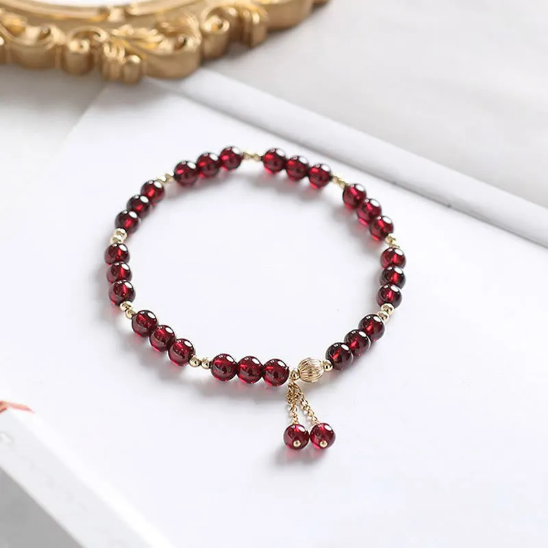 14K Gold Natural Garnet Calm Bracelet