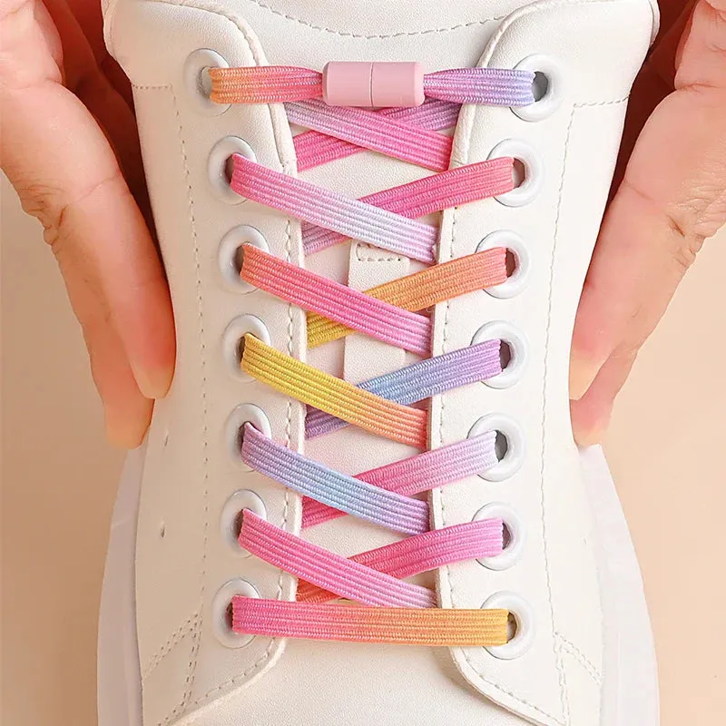 1Pair No Tie Shoe Laces Colorful Buckle Shoelaces