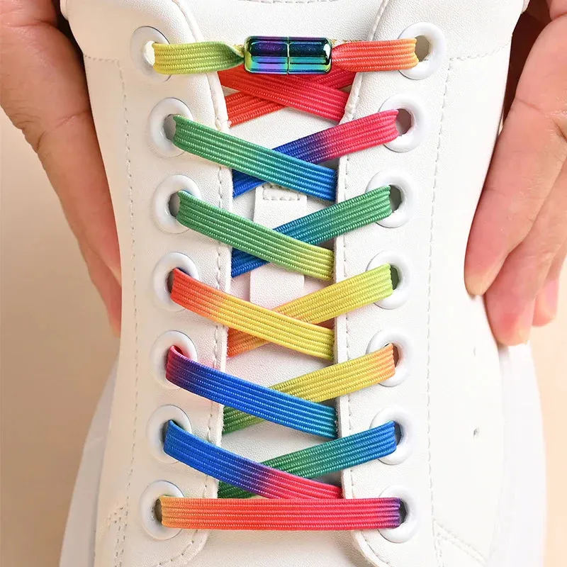 1Pair No Tie Shoe Laces Colorful Buckle Shoelaces