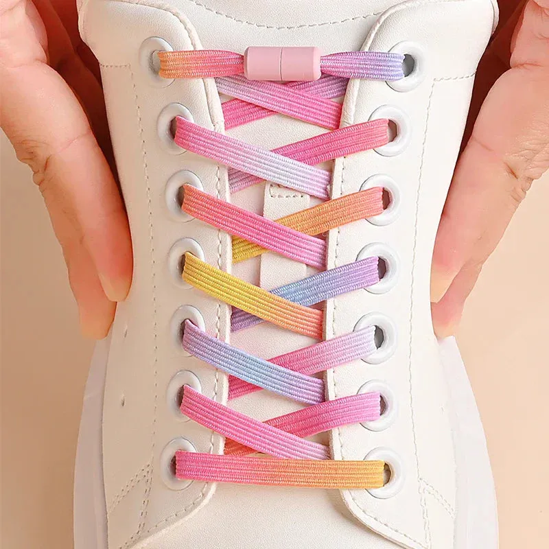 1Pair No Tie Shoe Laces Colorful Buckle Shoelaces