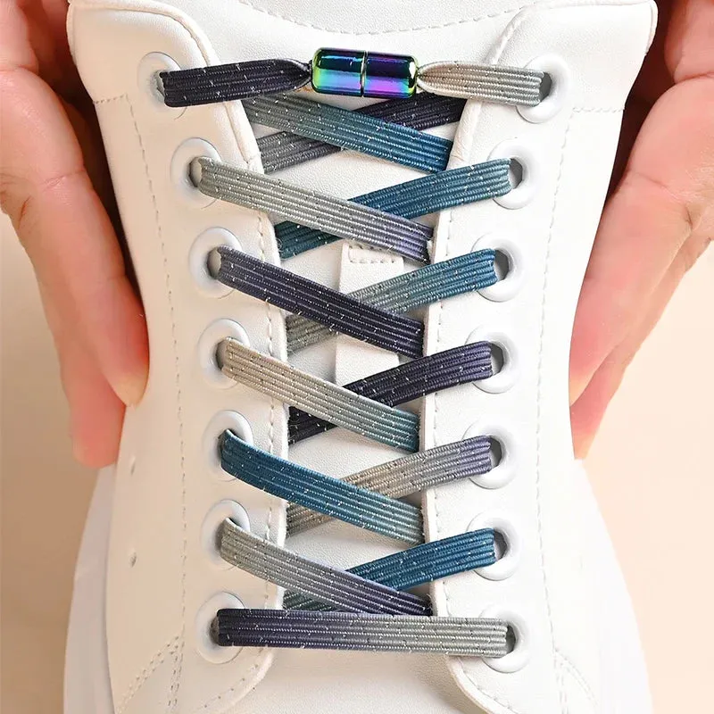 1Pair No Tie Shoe Laces Colorful Buckle Shoelaces