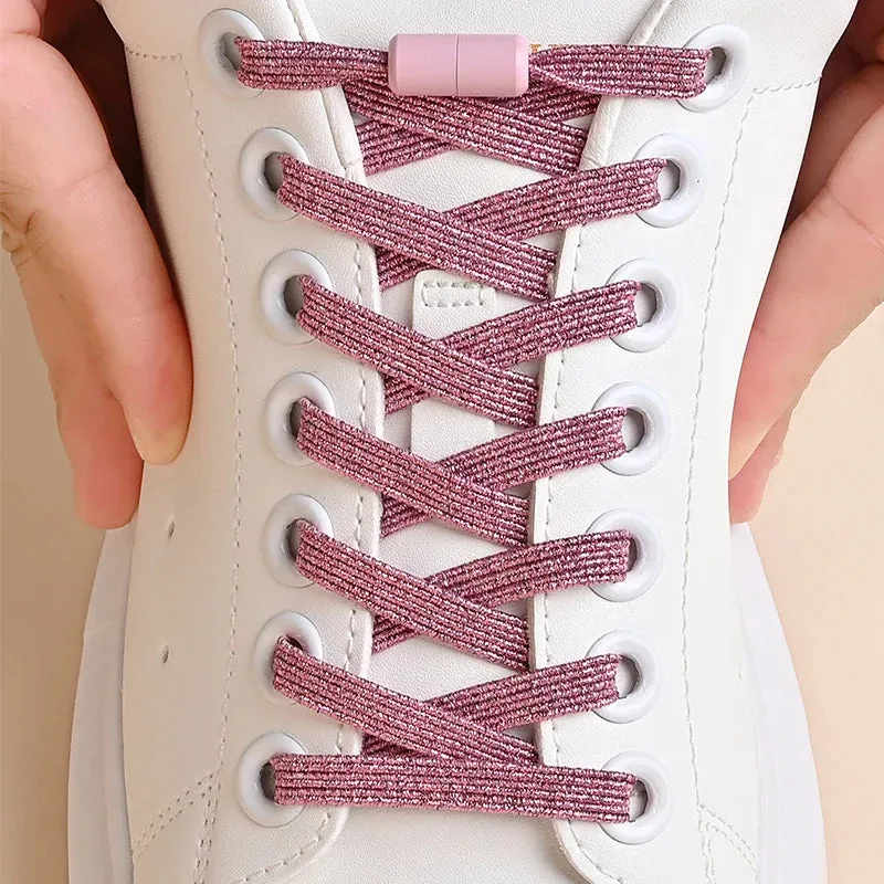 1Pair No Tie Shoe Laces Colorful Buckle Shoelaces