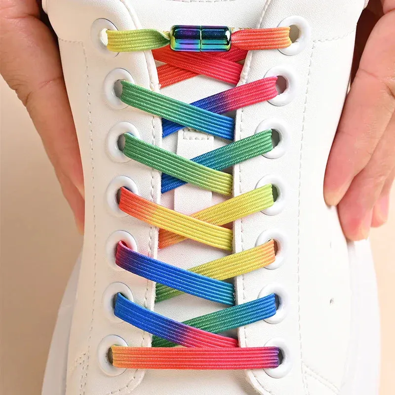 1Pair No Tie Shoe Laces Colorful Buckle Shoelaces