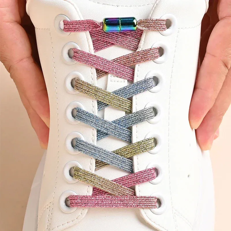 1Pair No Tie Shoe Laces Colorful Buckle Shoelaces