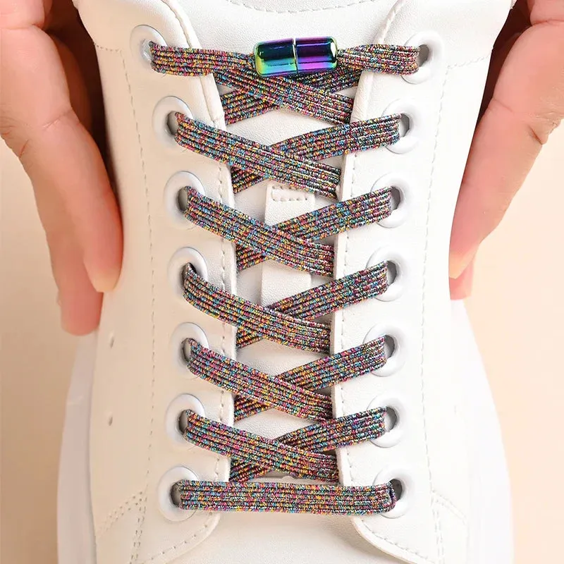 1Pair No Tie Shoe Laces Colorful Buckle Shoelaces