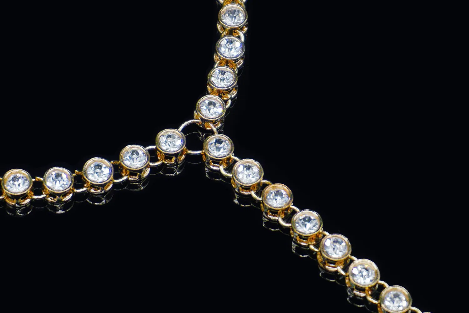 2 Pieces Women's Foot Chain Barefoot Sandals Beach Wedding Jewelry Anklet with Rhinestone Toe Ring Gold