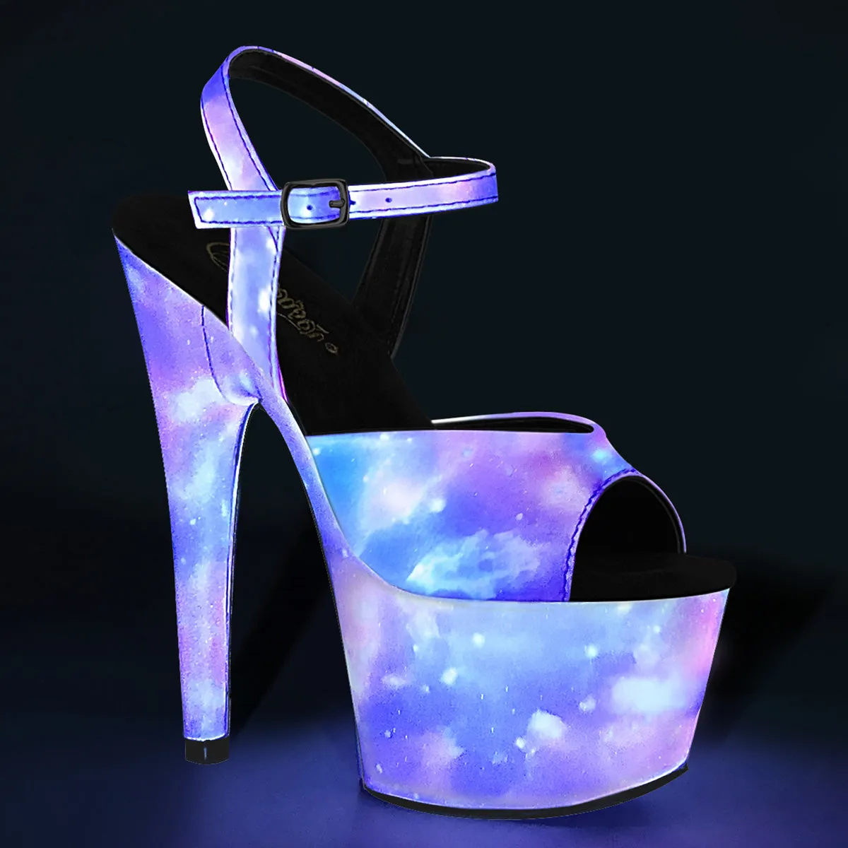 7 Inch Heel ADORE-709REFL Purple Blue Reflective