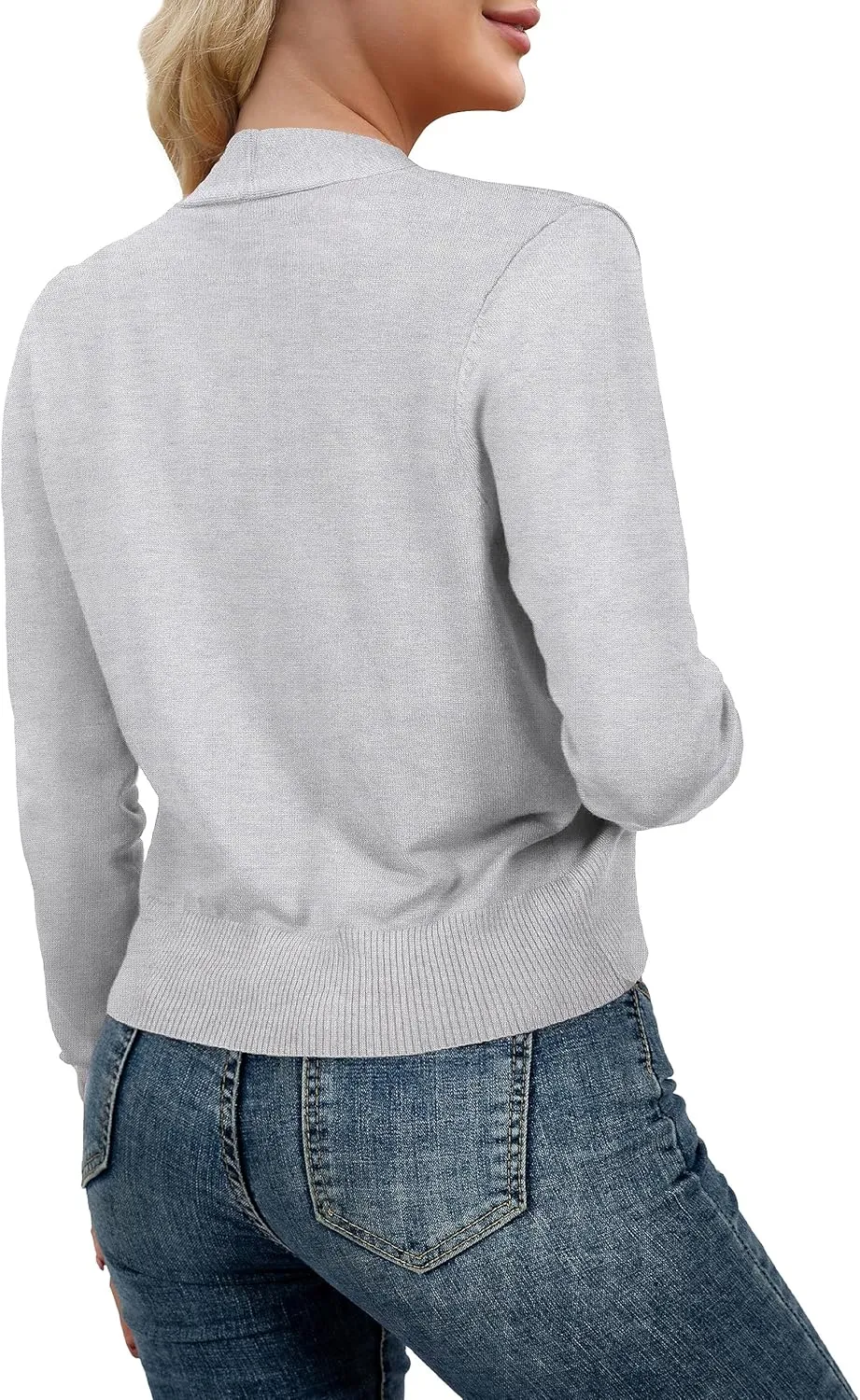 AAMILIFE Women Long Sleeve Cropped Knit Sweater Cardigans Open Front Bolero Shrug