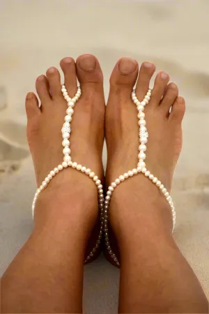 Achelois Freshwater Pearls Beach Wedding Barefoot Sandals