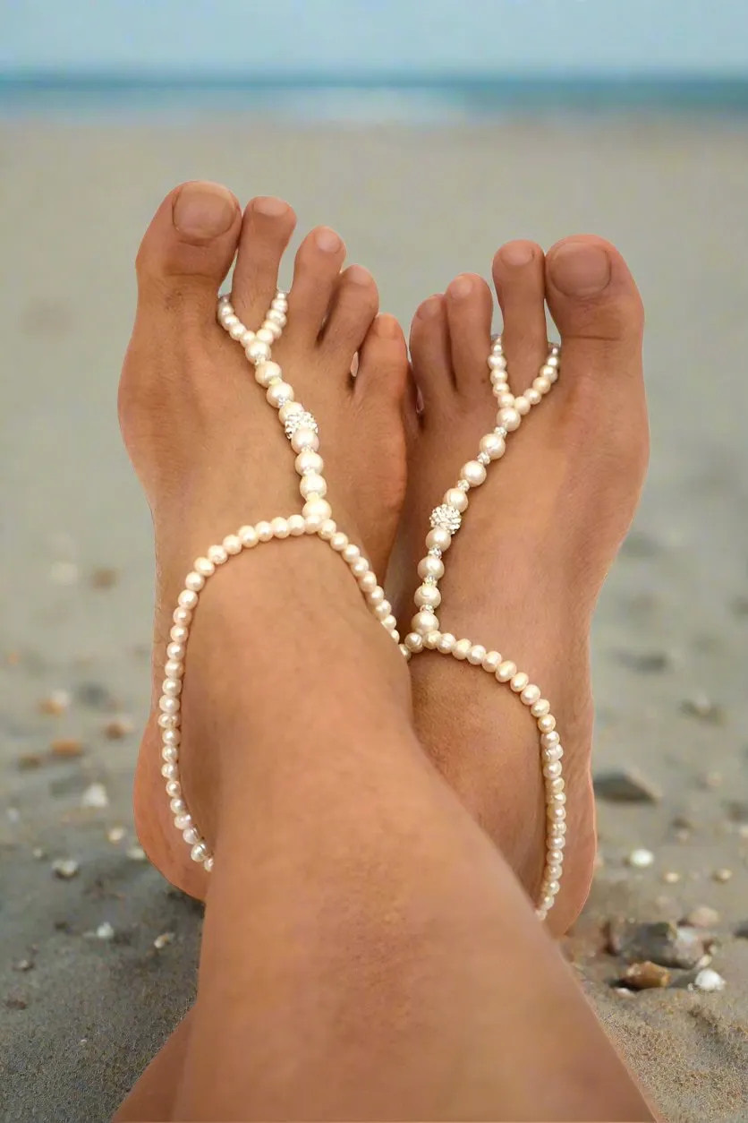 Achelois Freshwater Pearls Beach Wedding Barefoot Sandals