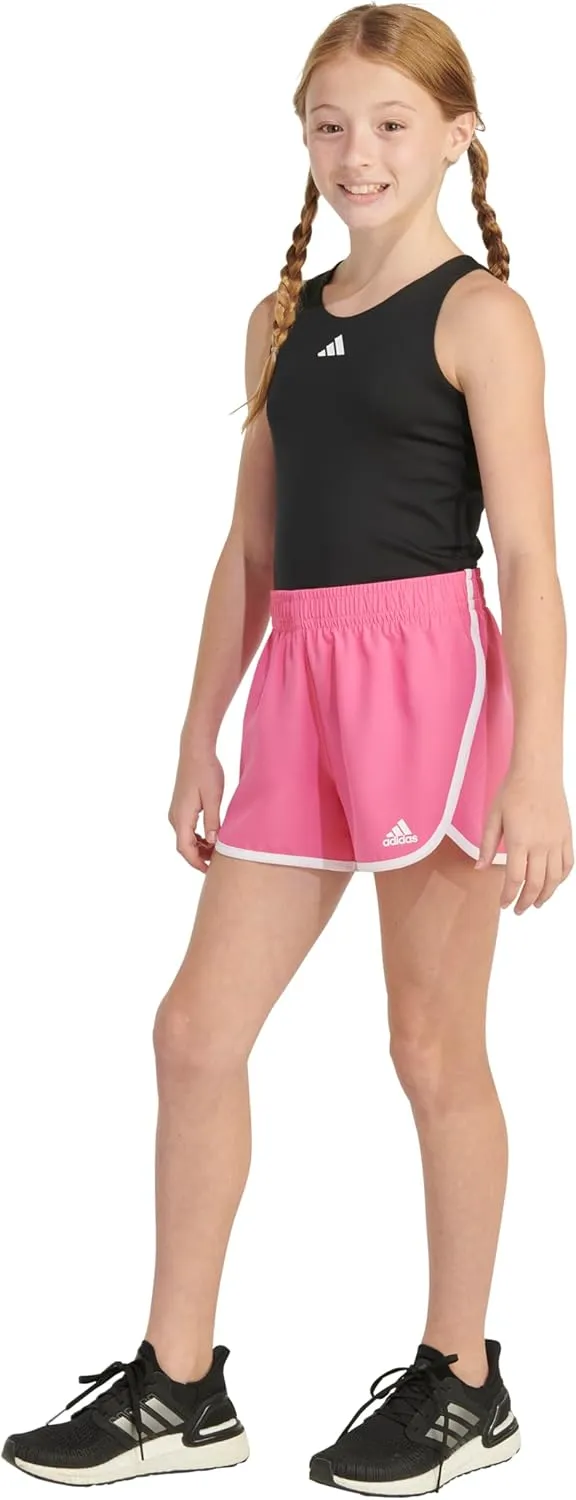 adidas Girls' Elastic Waistband Retro Woven Gym Shorts