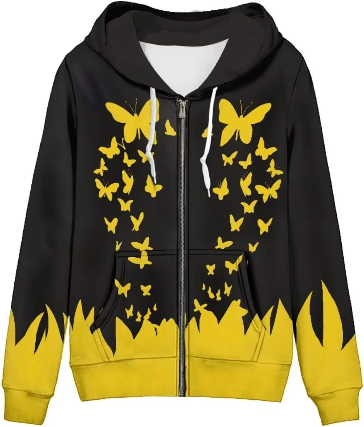 Agoviwo Cute Graphic Hoodie with Zipper Pockets for Women Y2k Thin Tunic Hoodie Long Sleeve Hoodie for Spring