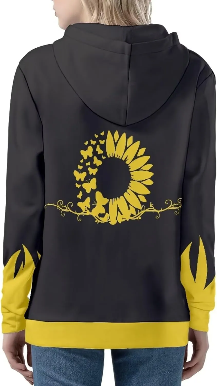 Agoviwo Cute Graphic Hoodie with Zipper Pockets for Women Y2k Thin Tunic Hoodie Long Sleeve Hoodie for Spring