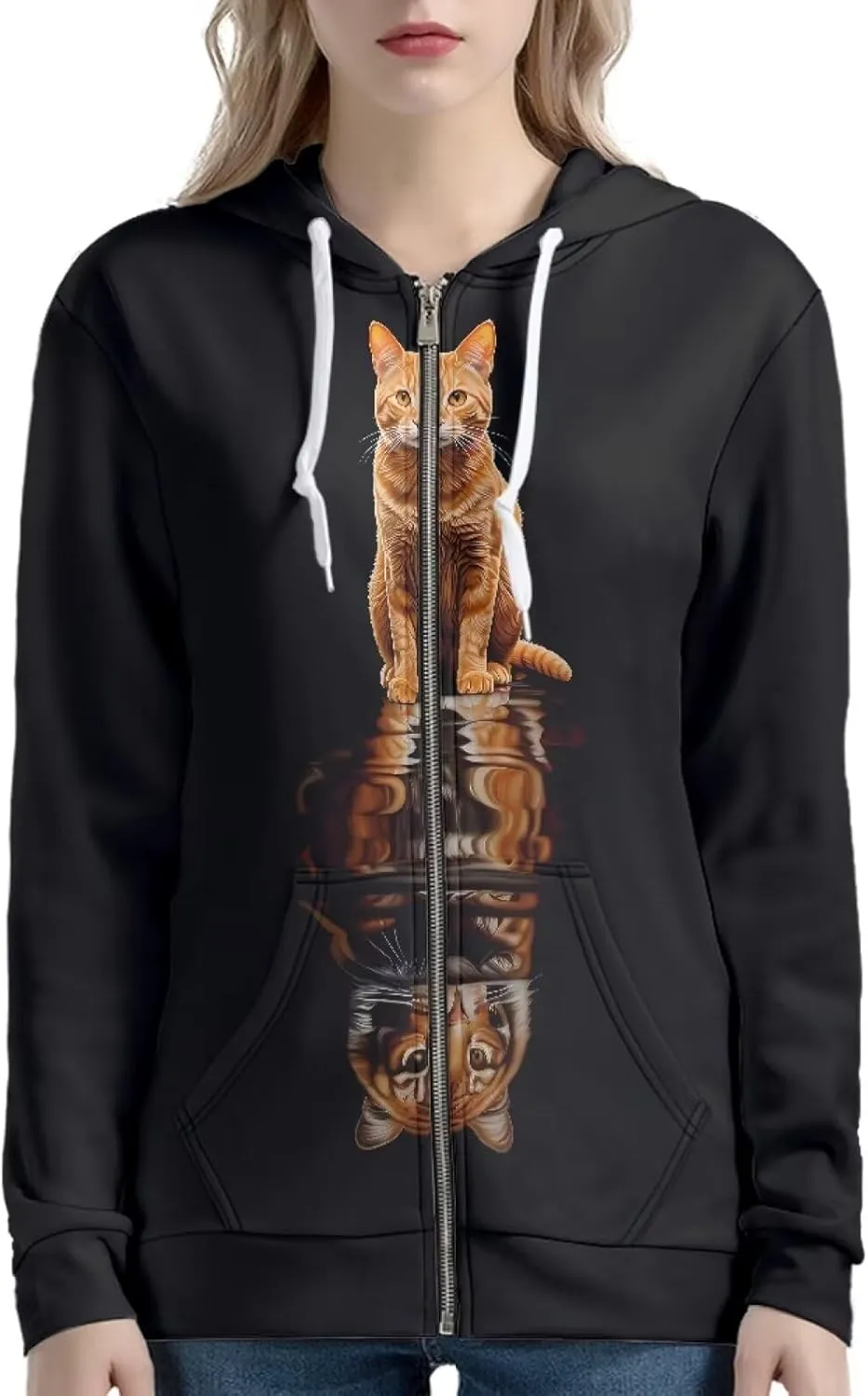 Agoviwo Cute Graphic Hoodies with Zipper for Women Long Sleeve Sweatshirt Jackets for Tavel, Hiking, Workout