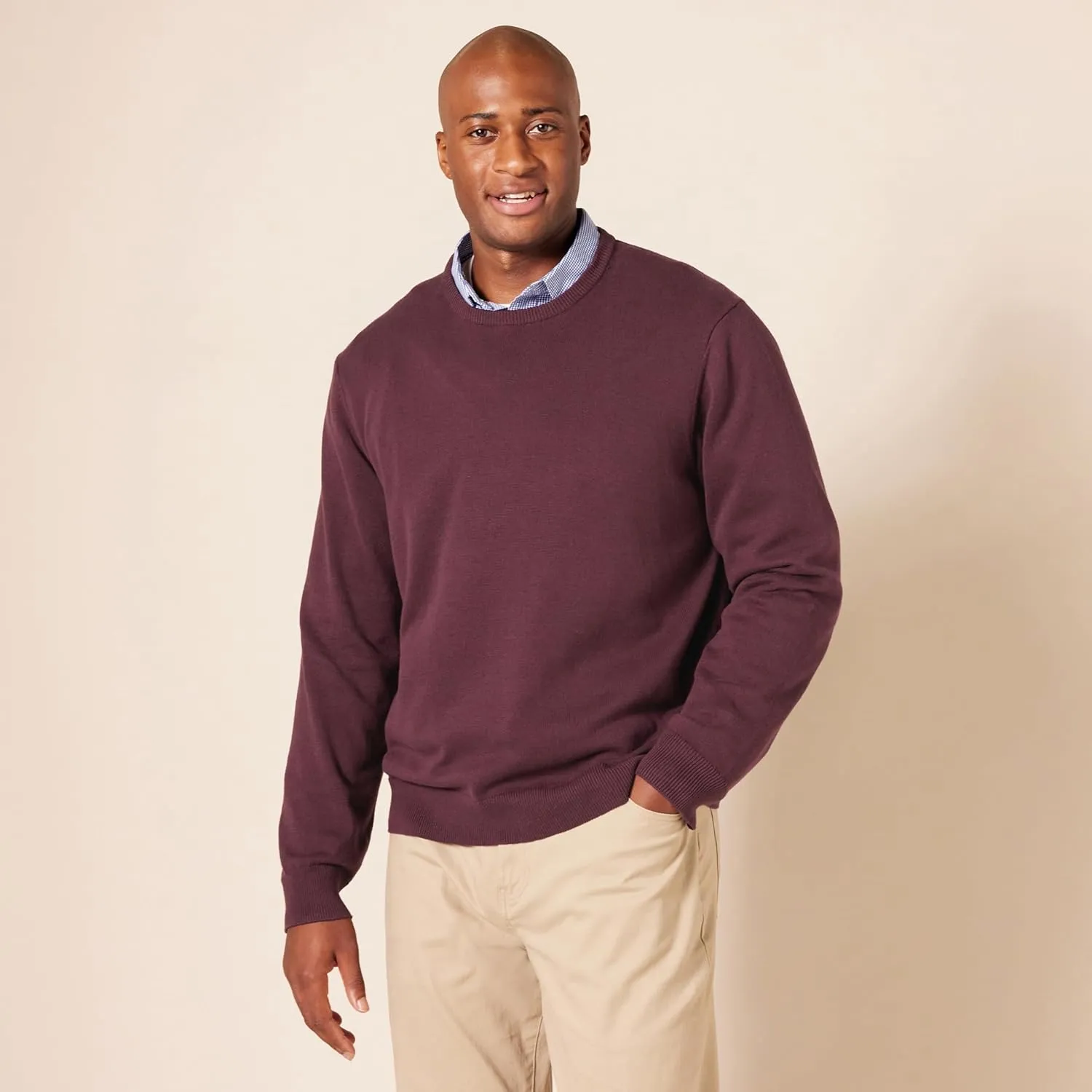 Amazon Essentials Men's Crewneck Sweater, 100% Cotton, Big & Tall Options Available