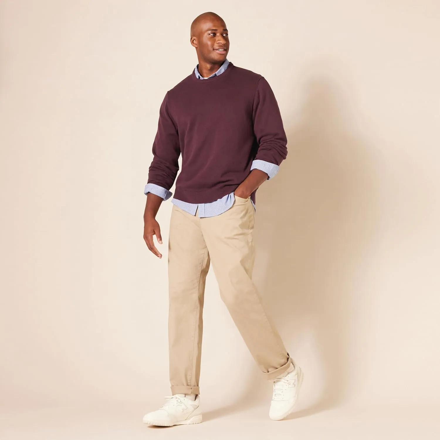 Amazon Essentials Men's Crewneck Sweater, 100% Cotton, Big & Tall Options Available