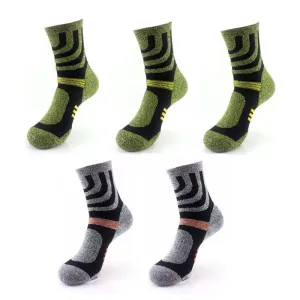 Anysox 5 Pairs One Size 5-11 Green Grey Cotton Compression Trekking With Formal Work Male Socks Meia Contrast Color Designer Brand Fit For Man