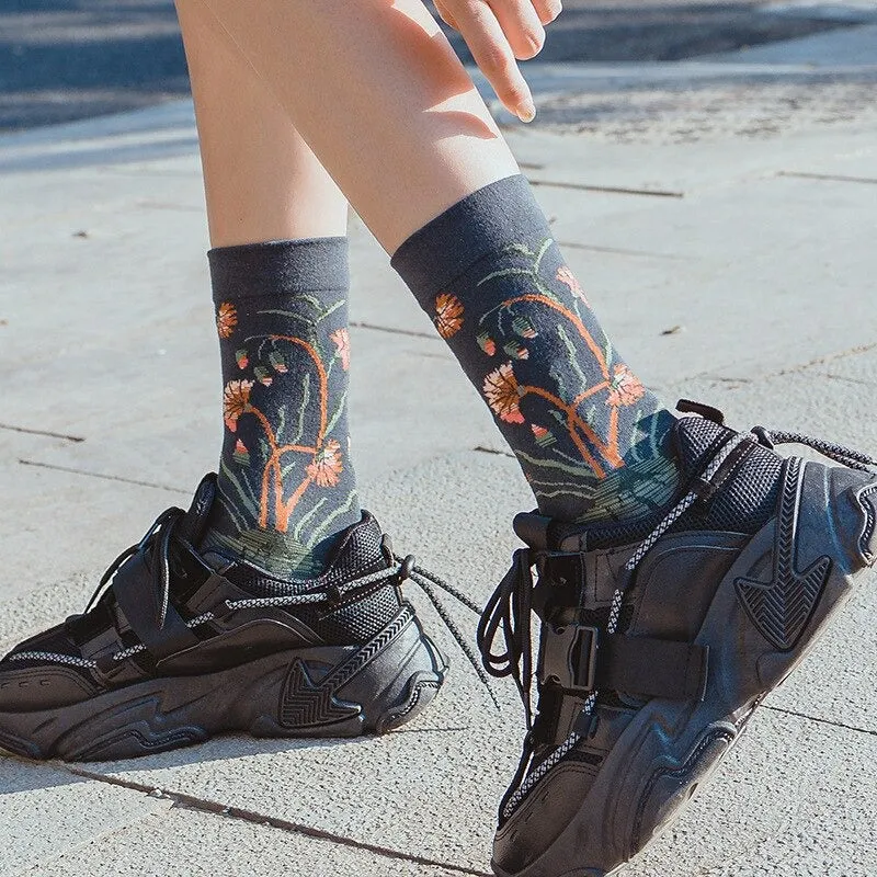 Anysox 5 Pairs Rosewood Size 5-9 Fashion Socks High-Quality Office Sports Business Long Socks Cotton Solid Colors Skateboard Knitted Casual