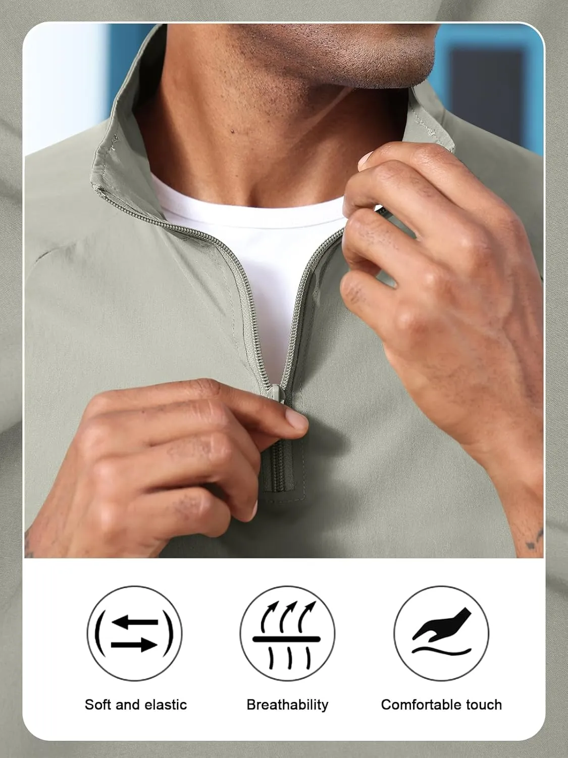 Aulemen Men's Casual Quarter Zip Pullover-Athletic Lightweight Jackets Hiking Golf for Men Mock Neck with Pockets