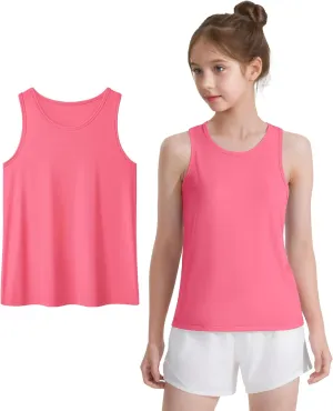Auranso Girls Tank Tops Racerback Sleeveless UPF 50  Quick Dry Athletic Shirts Sports Dance Workout Tops
