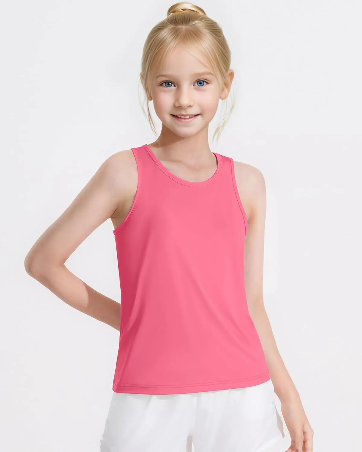 Auranso Girls Tank Tops Racerback Sleeveless UPF 50  Quick Dry Athletic Shirts Sports Dance Workout Tops