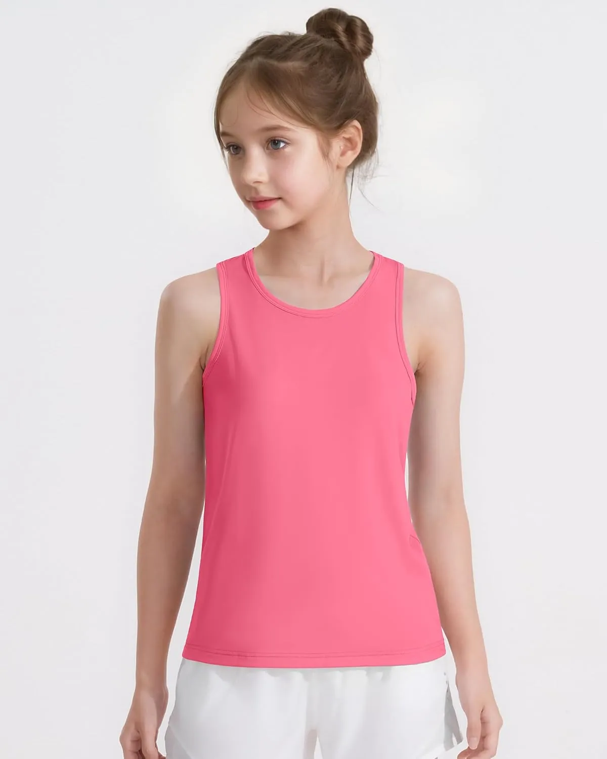 Auranso Girls Tank Tops Racerback Sleeveless UPF 50  Quick Dry Athletic Shirts Sports Dance Workout Tops