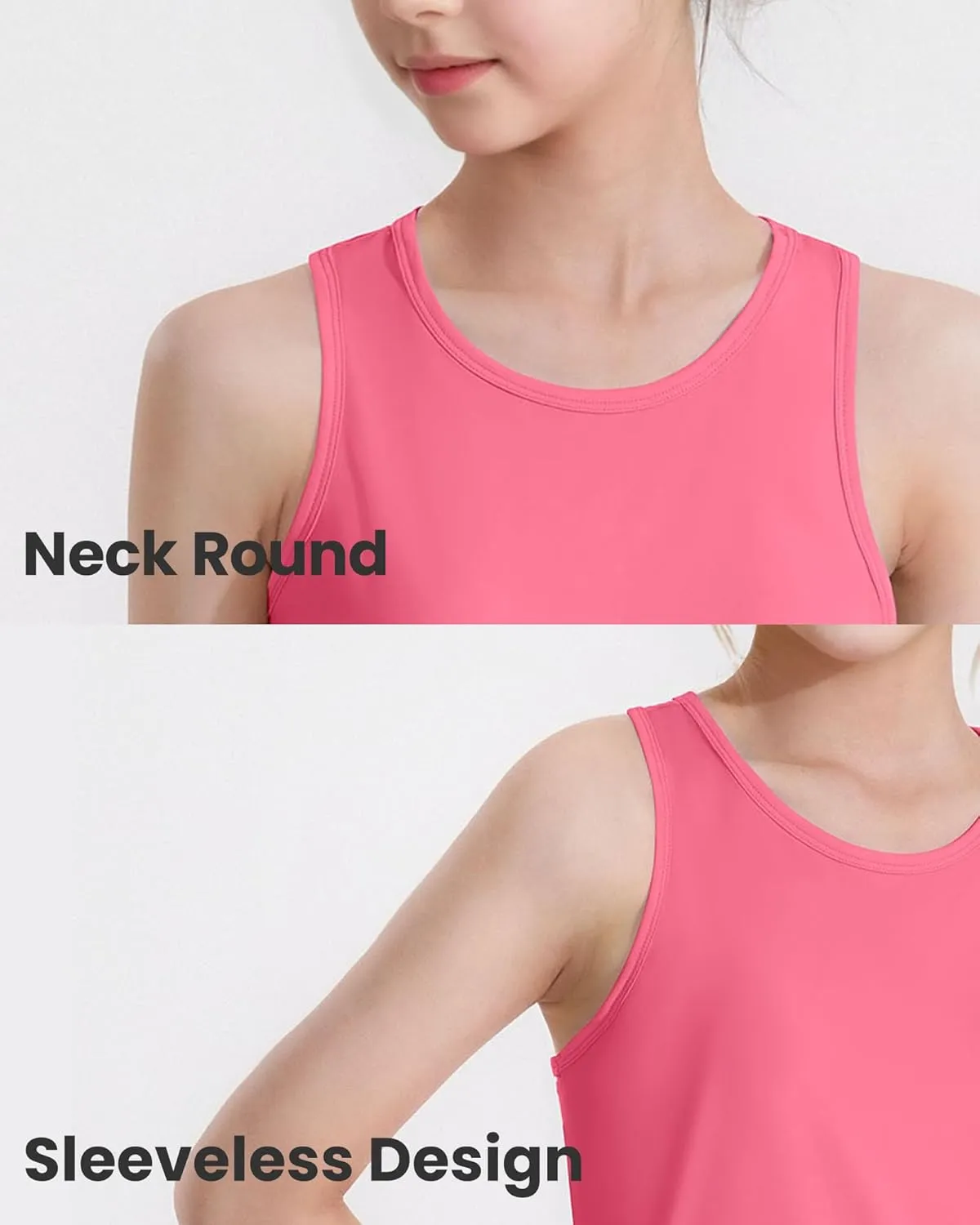 Auranso Girls Tank Tops Racerback Sleeveless UPF 50  Quick Dry Athletic Shirts Sports Dance Workout Tops