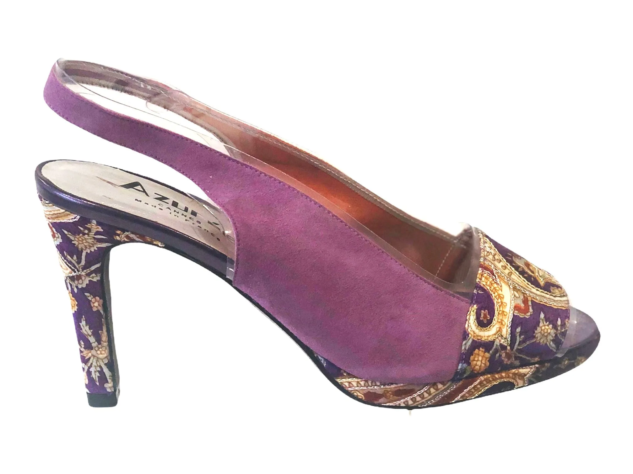 Azuree Marco 95PC Purple, Orange & Multi Leather / Synthetic Low Mid Heels
