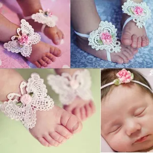 Baby Girl Flower Headband & Foot Accessories Set