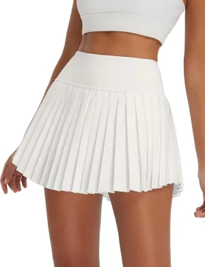 baleaf Pleated Tennis Skirt for Women with Shorts High Waisted Lightweight Athletic Golf Skort Skirts Zipper Pockets