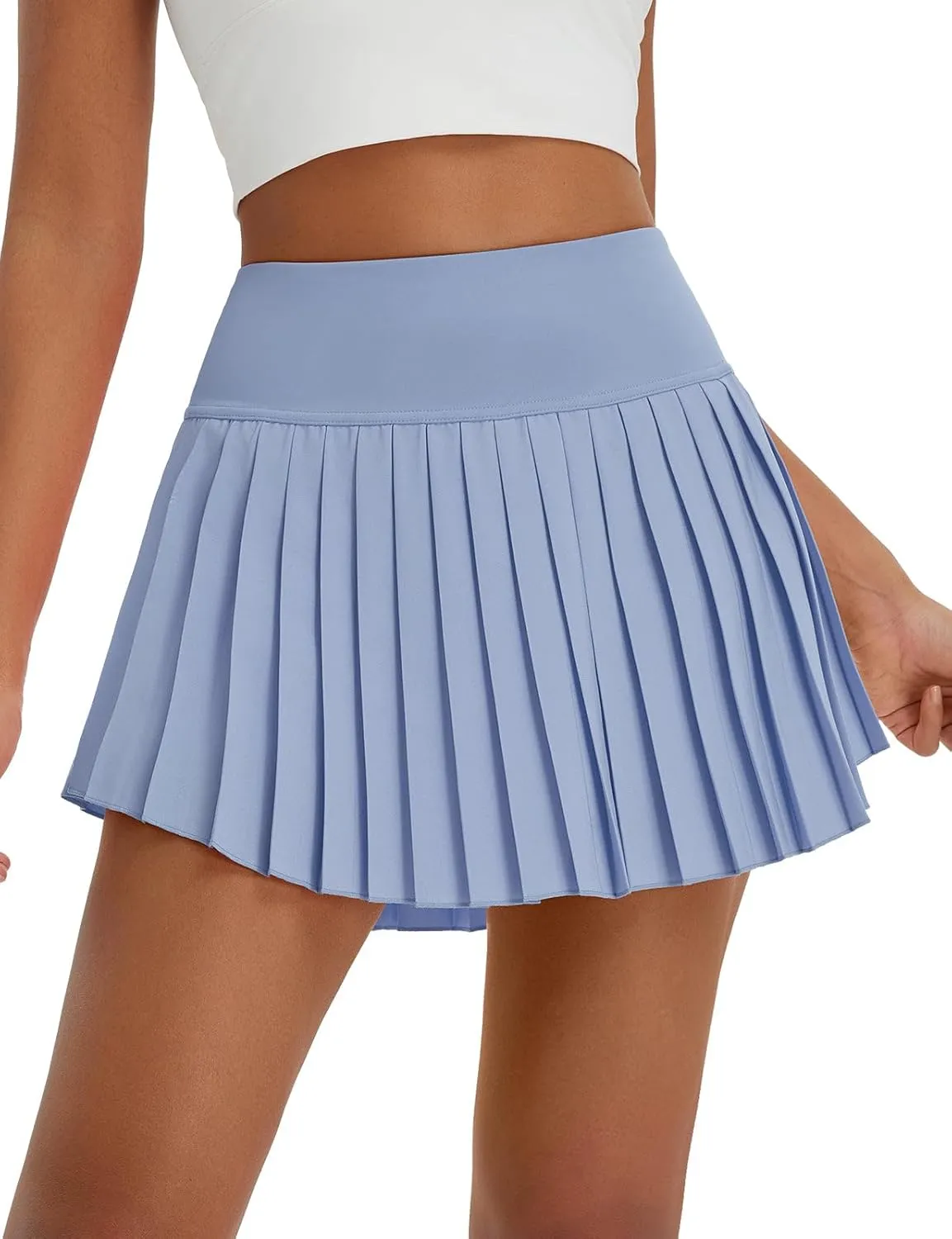 baleaf Pleated Tennis Skirt for Women with Shorts High Waisted Lightweight Athletic Golf Skort Skirts Zipper Pockets