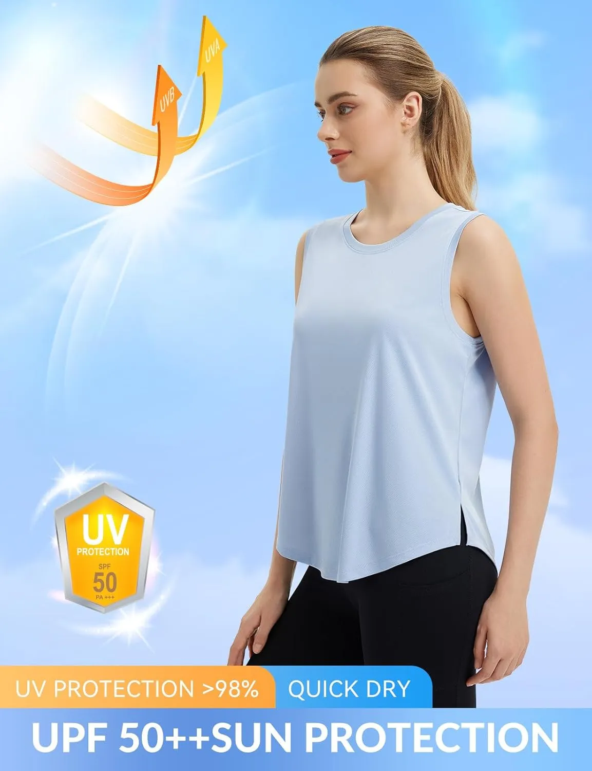 baleaf Women's Sleeveless Workout Tank Tops Loose Running Athletic Top Racerback Tennis Exercise Yoga Flowy Shirts