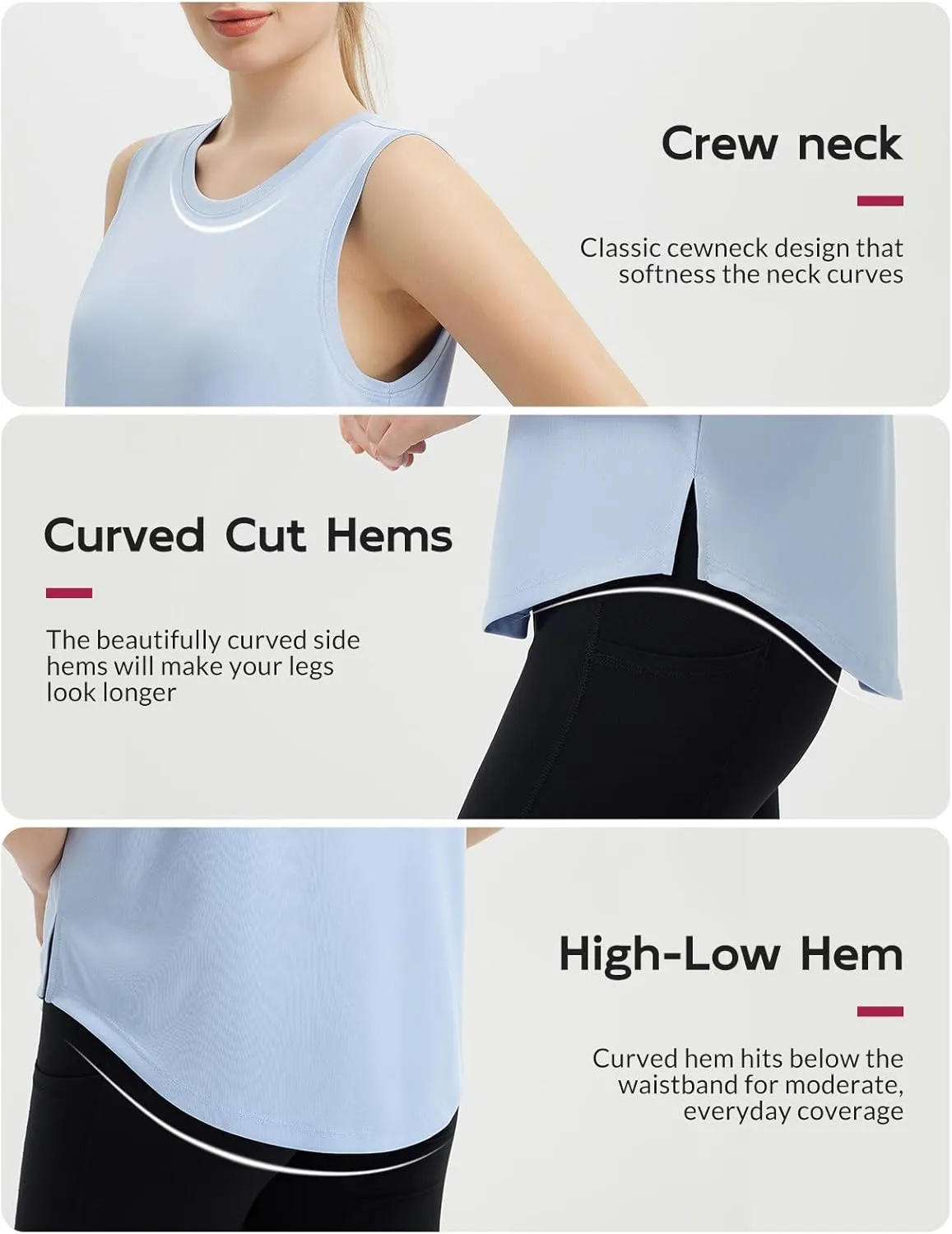 baleaf Women's Sleeveless Workout Tank Tops Loose Running Athletic Top Racerback Tennis Exercise Yoga Flowy Shirts