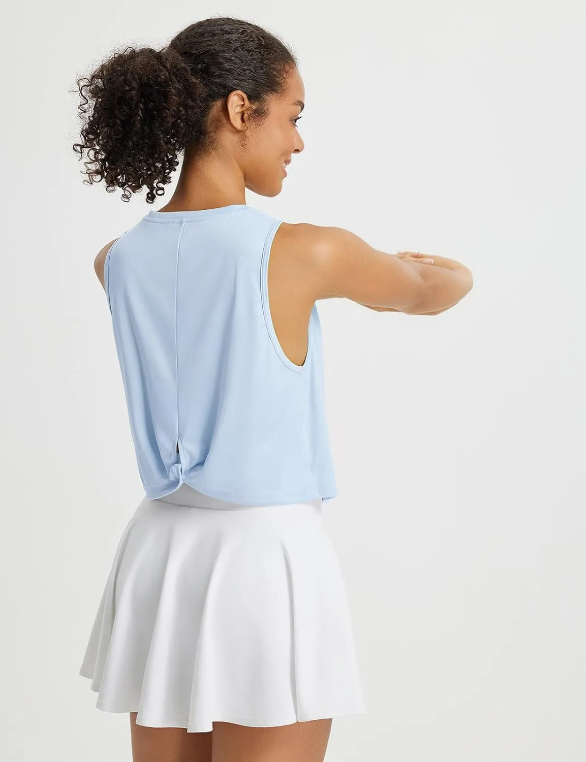 baleaf Workout Tops for Women Cropped Back Knotted Sleeveless Tank Tops Athletic Gym Yoga Running Shirts UPF50 