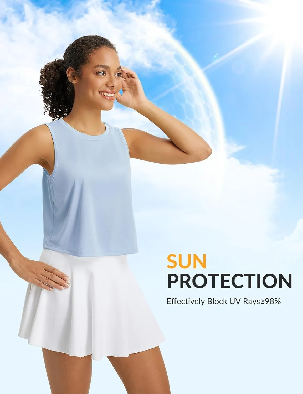baleaf Workout Tops for Women Cropped Back Knotted Sleeveless Tank Tops Athletic Gym Yoga Running Shirts UPF50 