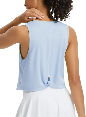 baleaf Workout Tops for Women Cropped Back Knotted Sleeveless Tank Tops Athletic Gym Yoga Running Shirts UPF50 