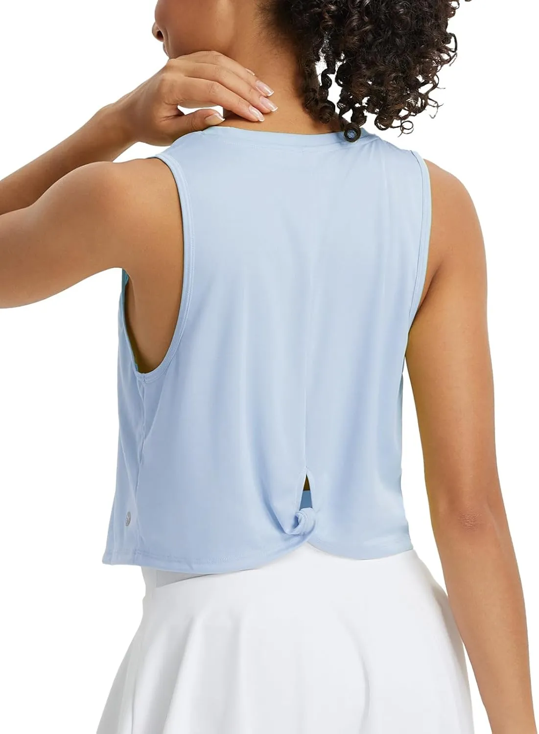 baleaf Workout Tops for Women Cropped Back Knotted Sleeveless Tank Tops Athletic Gym Yoga Running Shirts UPF50 