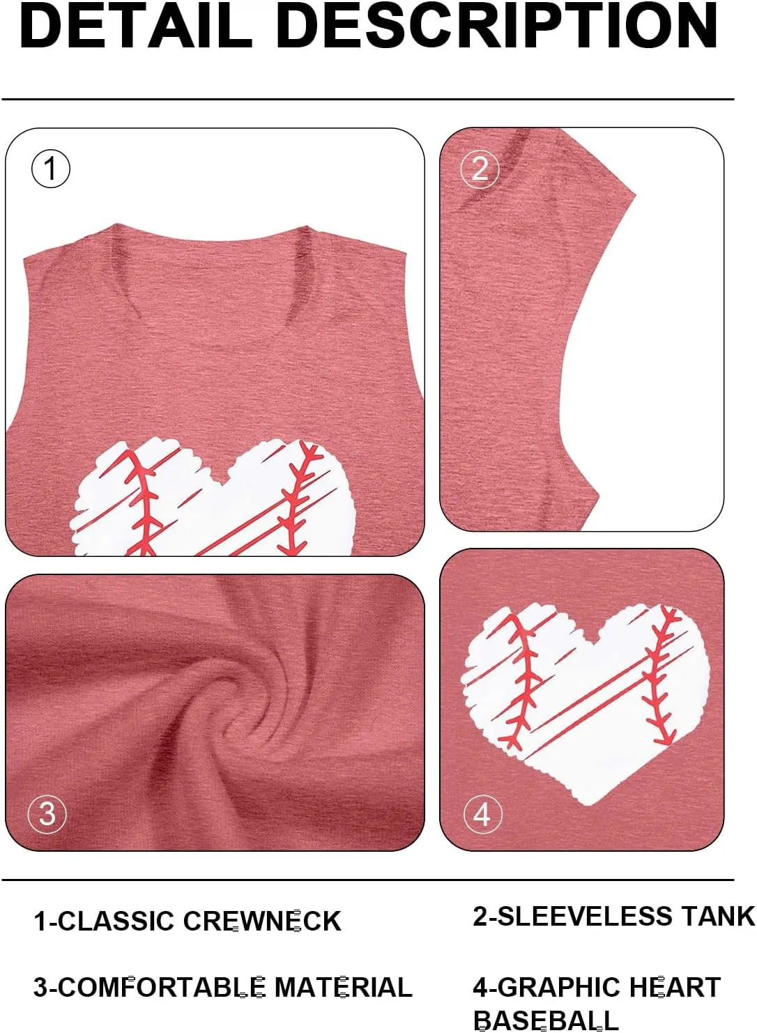 Baseball Tank Tops for Women Baseball Mom Shirt Baseball Heart Graphic Tee Game Day Gifts Casual Short Sleeve Tops