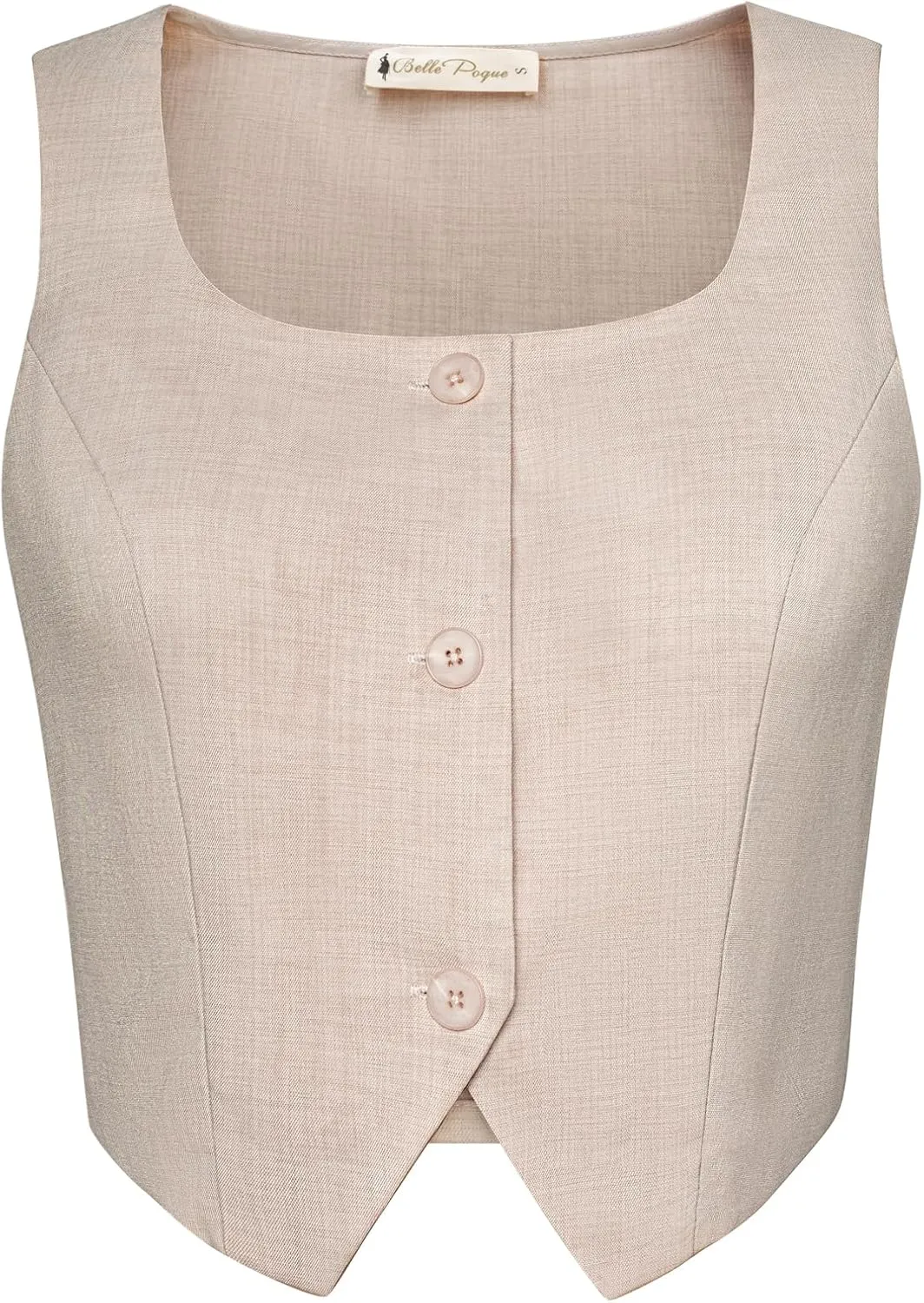 Belle Poque Cropped Vest Tops for Women Square Neck Button Down Tank Tops Y2k Fashion Waistcoat Suit Vest
