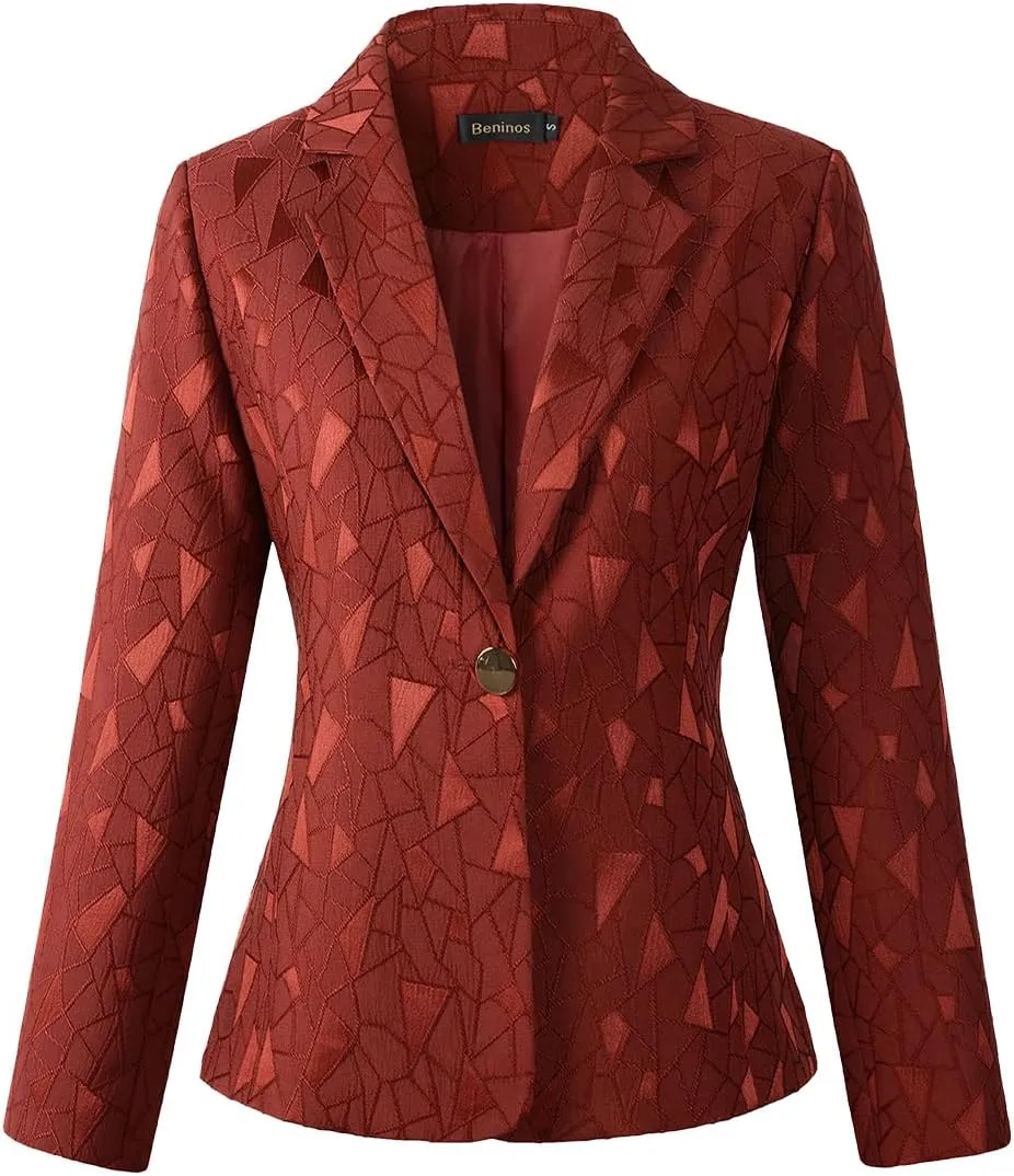 Beninos Womens 3/4 Sleeve Lightweight Office Work Suit Jacket Blazer