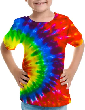 Big Kids Tie Dye Shirt for Boys Girls Short Sleeve Hippie Tshirt Senior Tee
