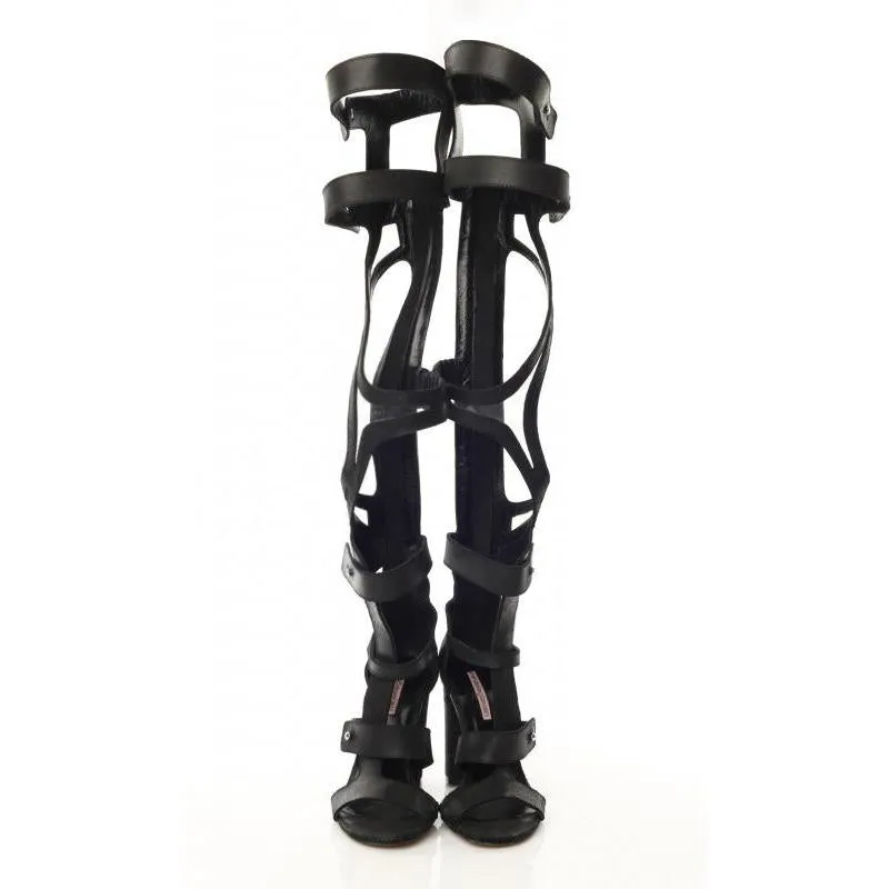 Bird Heels black leather gladiator sandals