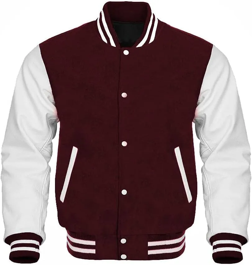 Bitling Varsity Letterman Baseball Bomber Jackets Genuine Leather Sleeves & Multi Wool Color Options