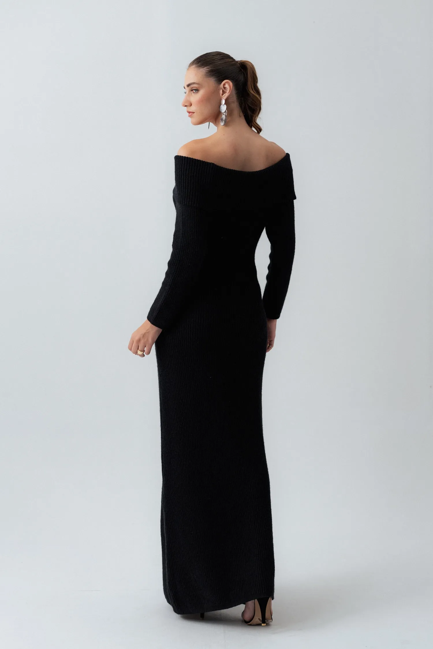 Black Knitted Maxi Dress