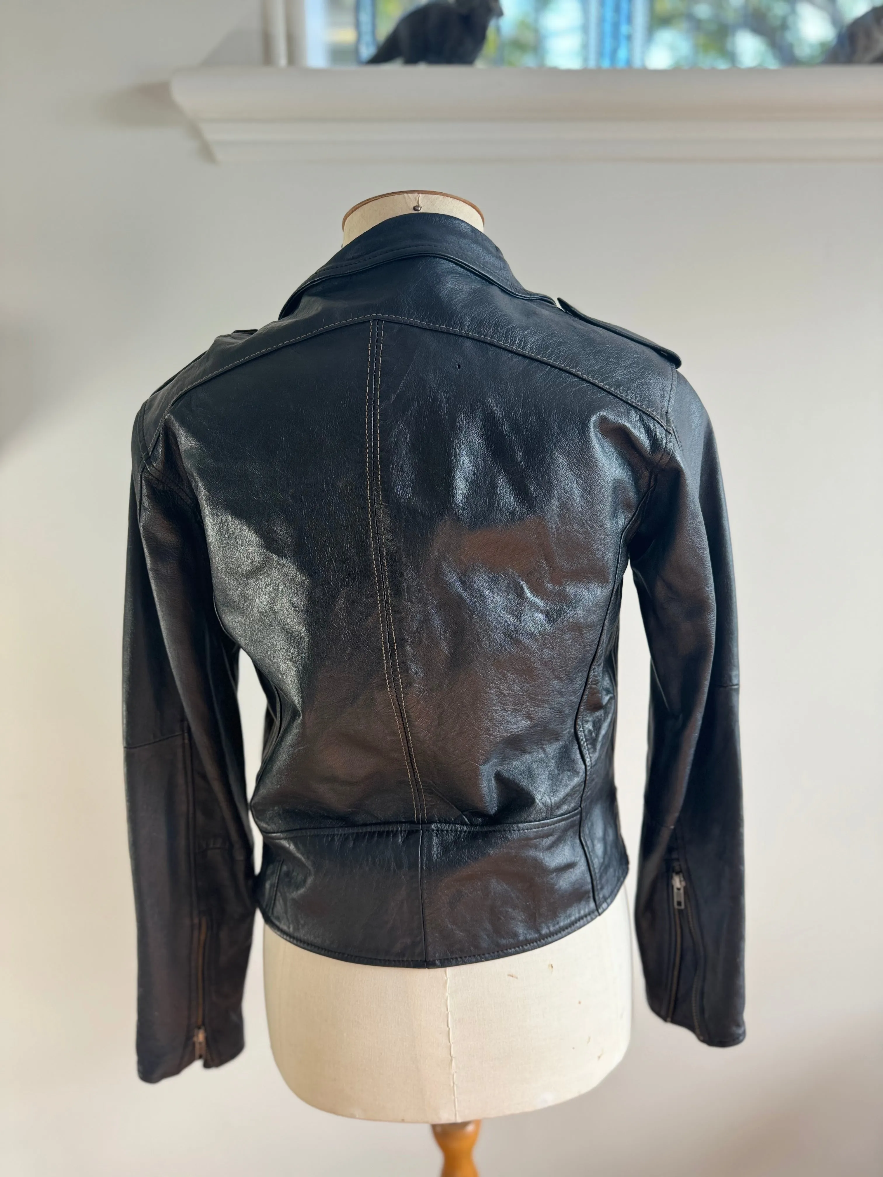 Black Leather Jacket - Size 10