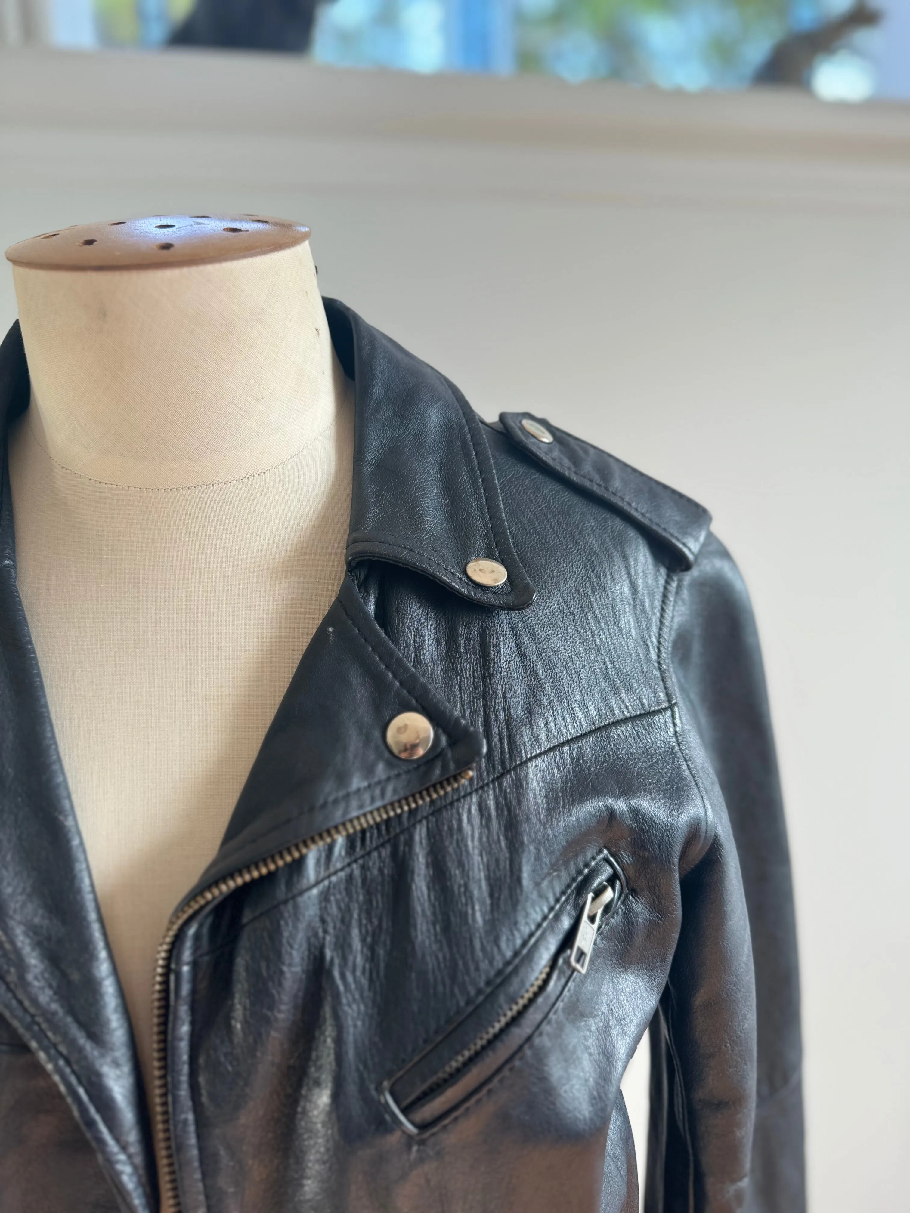 Black Leather Jacket - Size 10