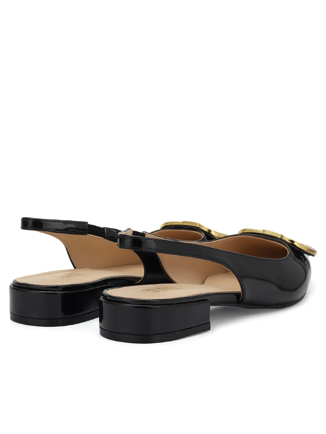 Black Pointed Toe Slingback Heels