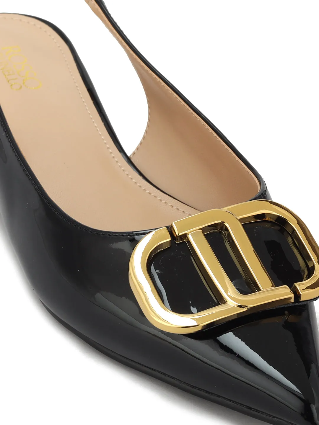 Black Pointed Toe Slingback Heels