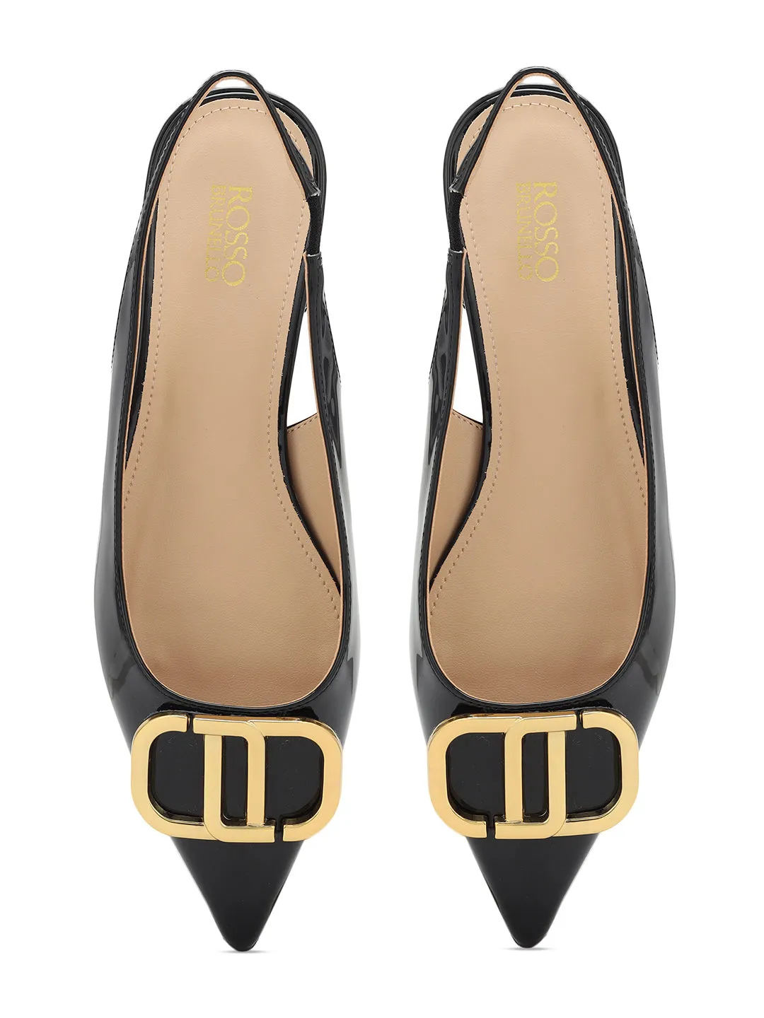 Black Pointed Toe Slingback Heels